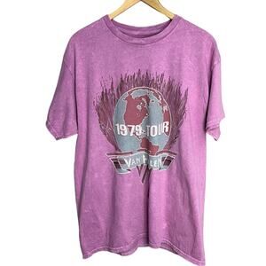 VAN HALEN 1979 Tour T-Shirt Pink Acid Wash Licensed Band Tee‎ Unisex Size Large